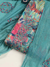 Neck Embroidered Cotton Blend Unstitched Suit Piece With Dupatta